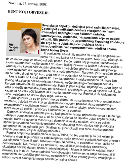 Gabrijela Galić - prosvjed